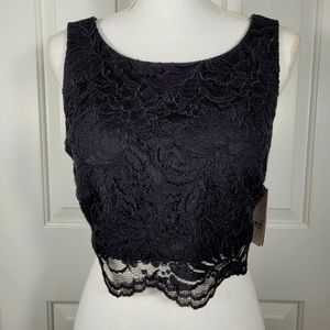 NWT City Studio Black Lace Crop Top Juniors Size 11